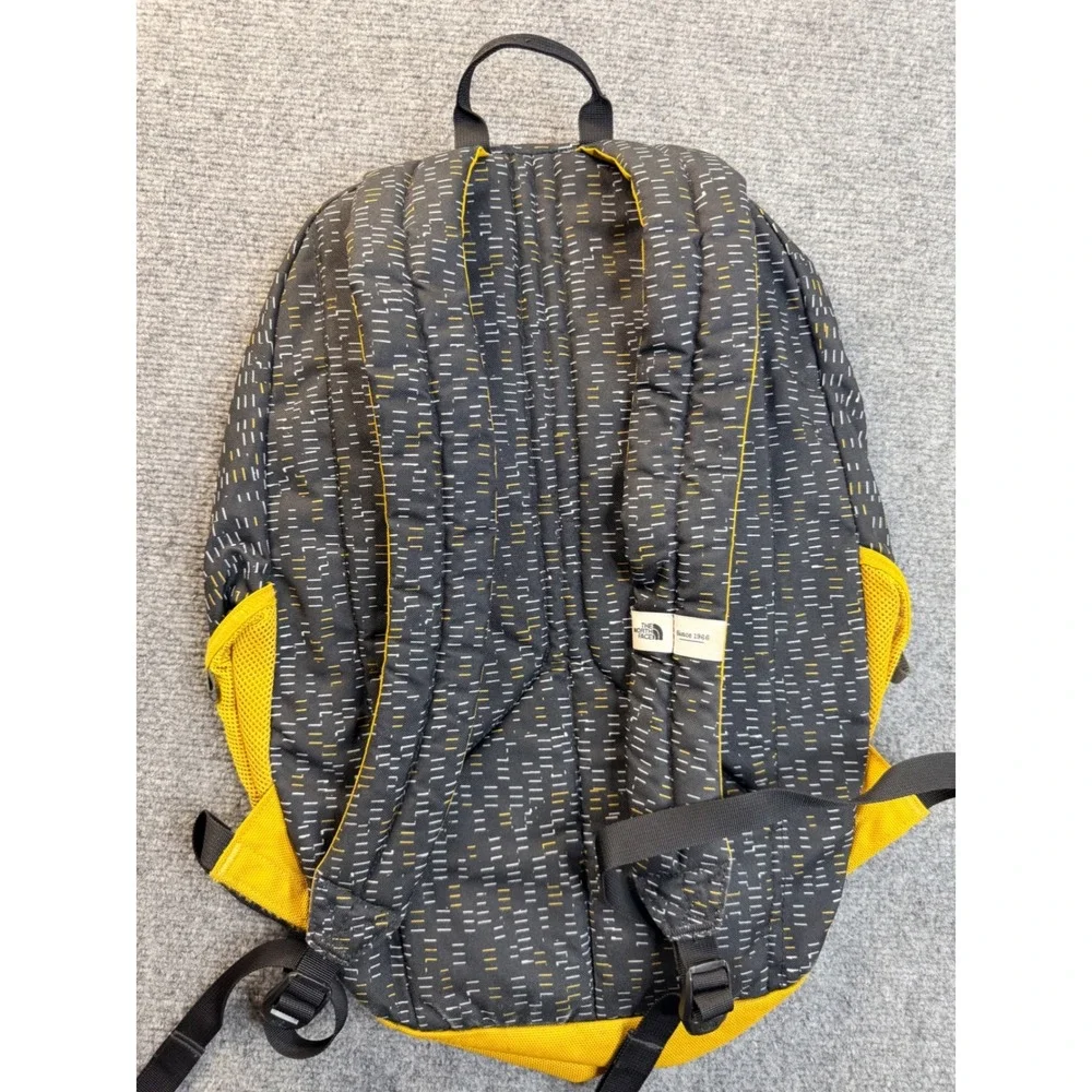 The North Face Wise Guy Backpack Black Yellow Pattern School Hiking Bag Daypack